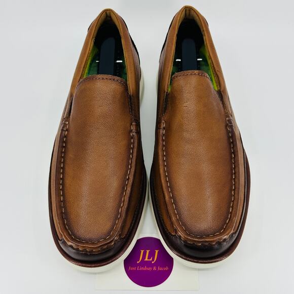 Florsheim Men's Tropics Moc Toe Venetian Slip On Cognac Leather Loafers Size 7 - Picture 3 of 11